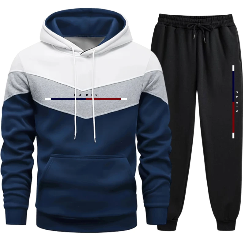 Winter Clothing For Men - Bestseller Herren-Trainingsanzug Lässiger Dreifarbiger Patchwork-Sweatshirt Outdoor-Sportbekleidung