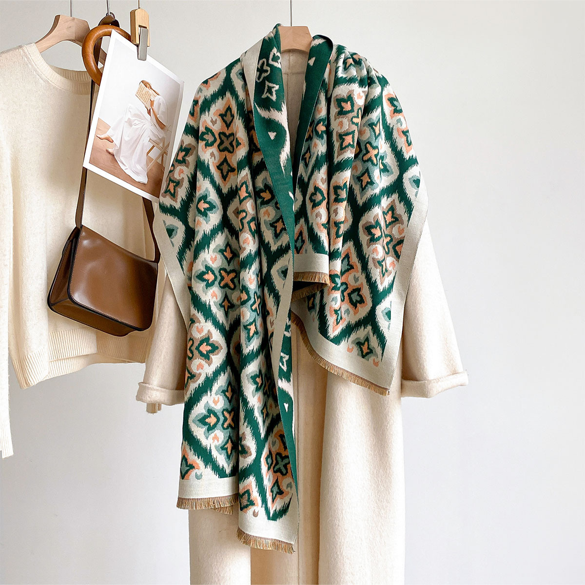 Cashmere Scarf Wrap - Damen Wendeschal aus Kaschmir-Imitat, Winter, dick,