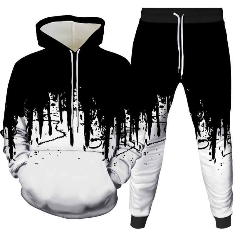 Winter Clothing Fashion - Tinte Malerei 3D Gedruckt Hoodie Hose