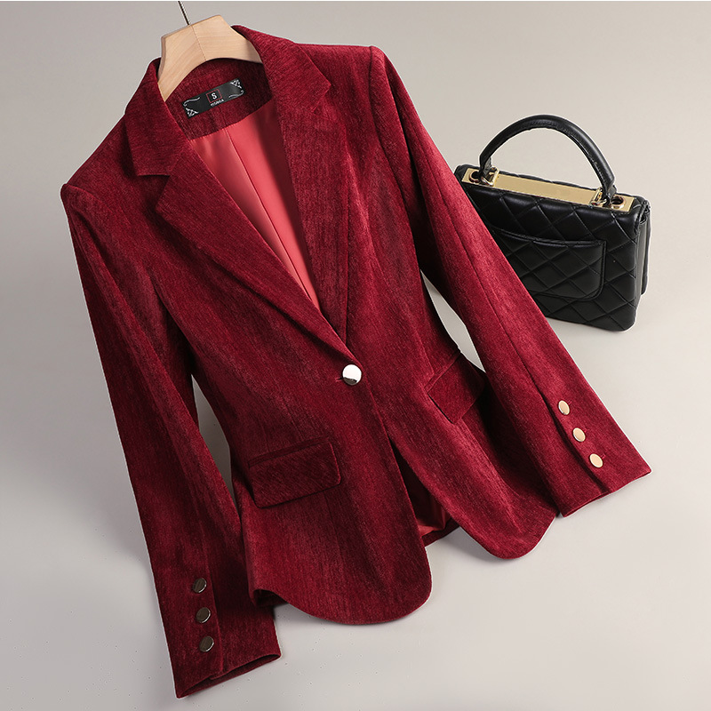 Gelbgoldener Samt-Blazer für D – Yellow Winter Clothing Bewertung und Preis
