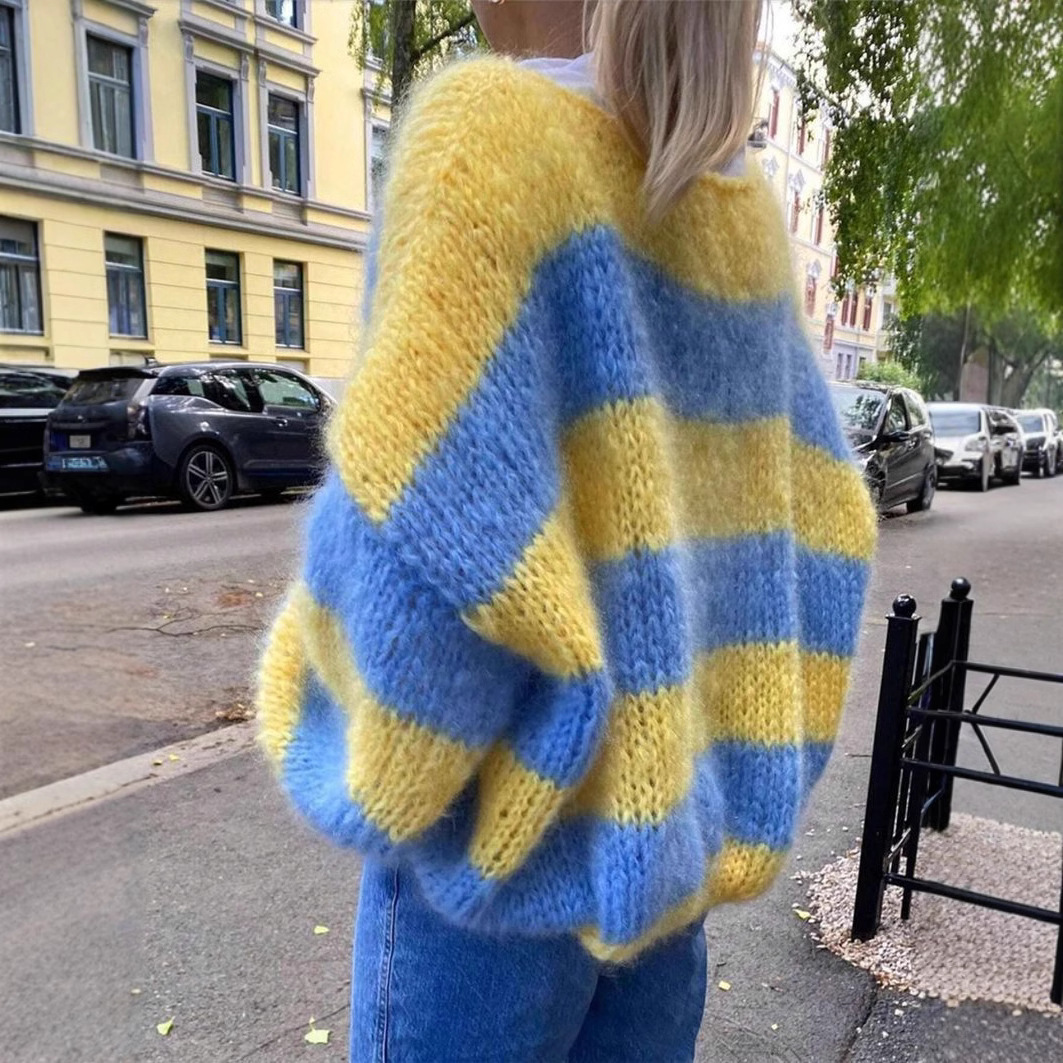Lässiger Blau-Gelb Gestreifter – Yellow Winter Clothing Bewertung und Preis